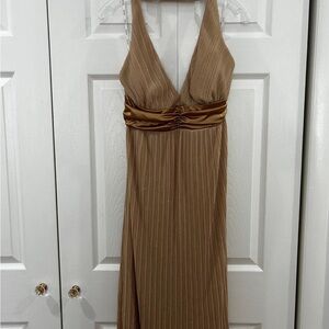 XOXO Metallic Gold Halter Maxi Dress